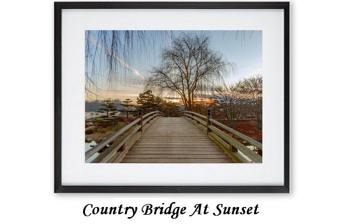 Country Bridge At Sunset Framed Print